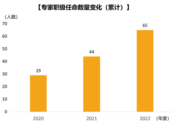 专家职级录用数目变更（累计）